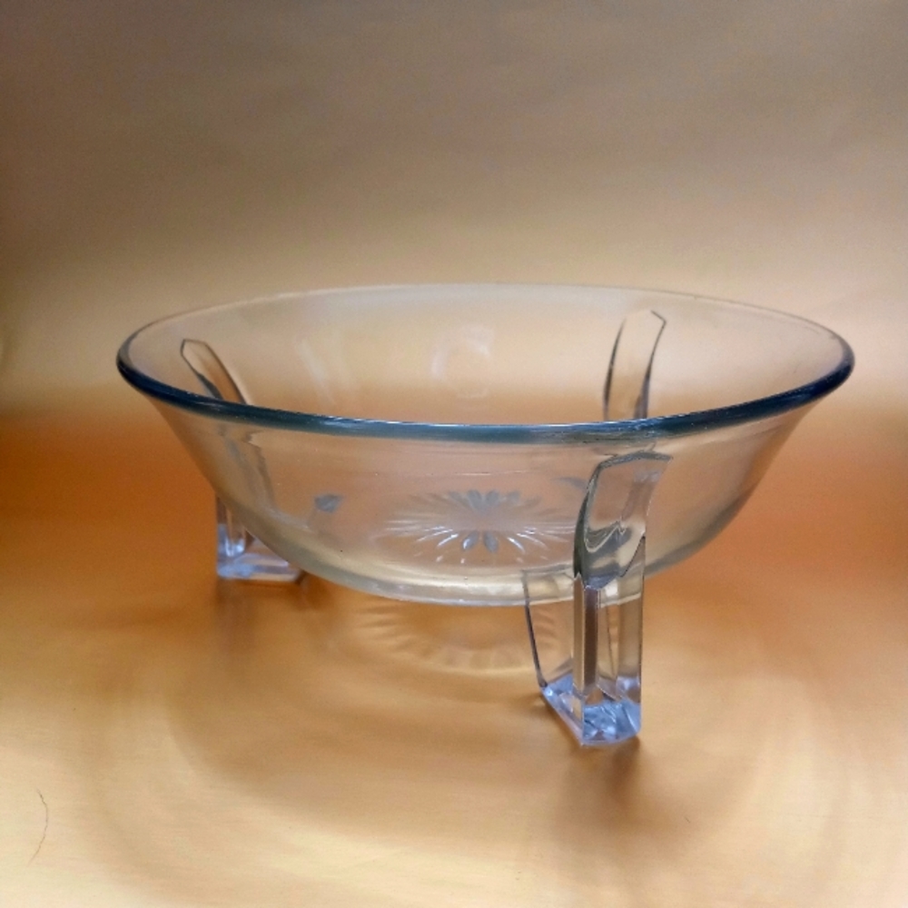 Mid Century Pedestal Starburst Glass Bowl